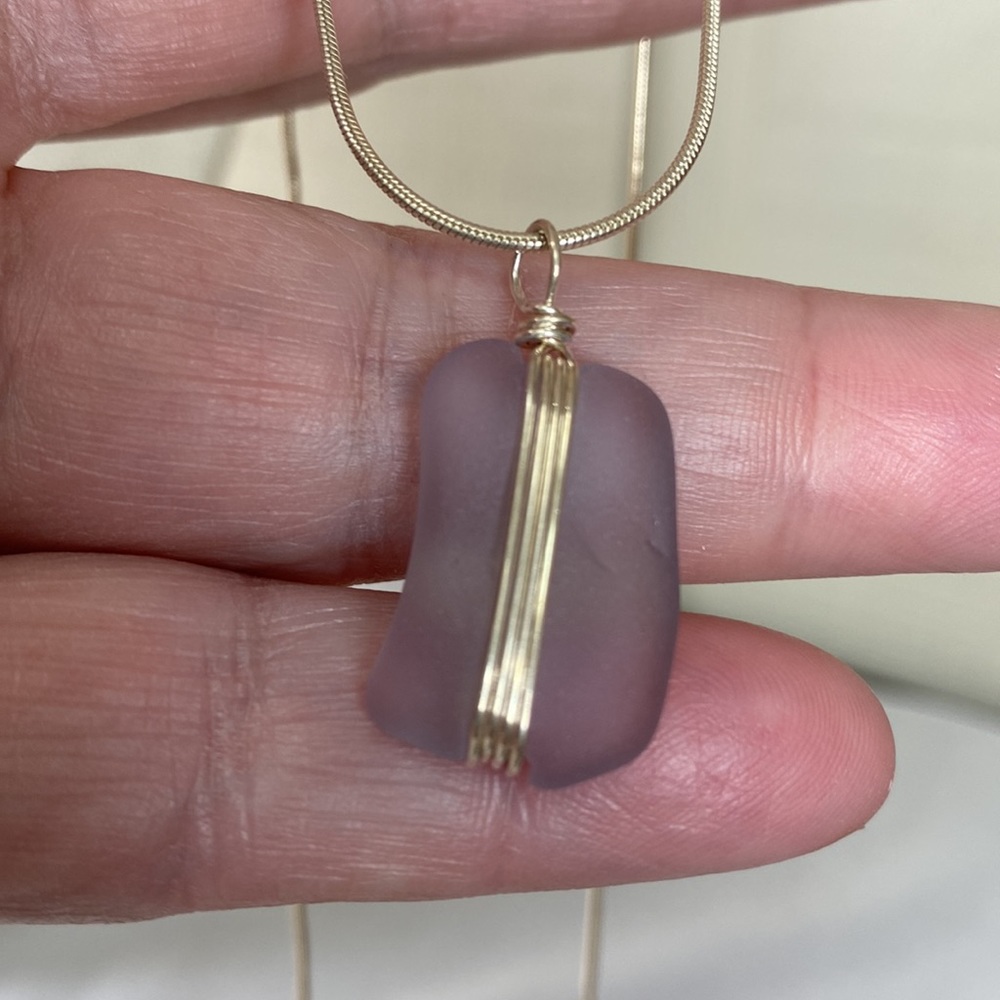 Frosted purple bead 925 silver necklace - Picture 9 of 9